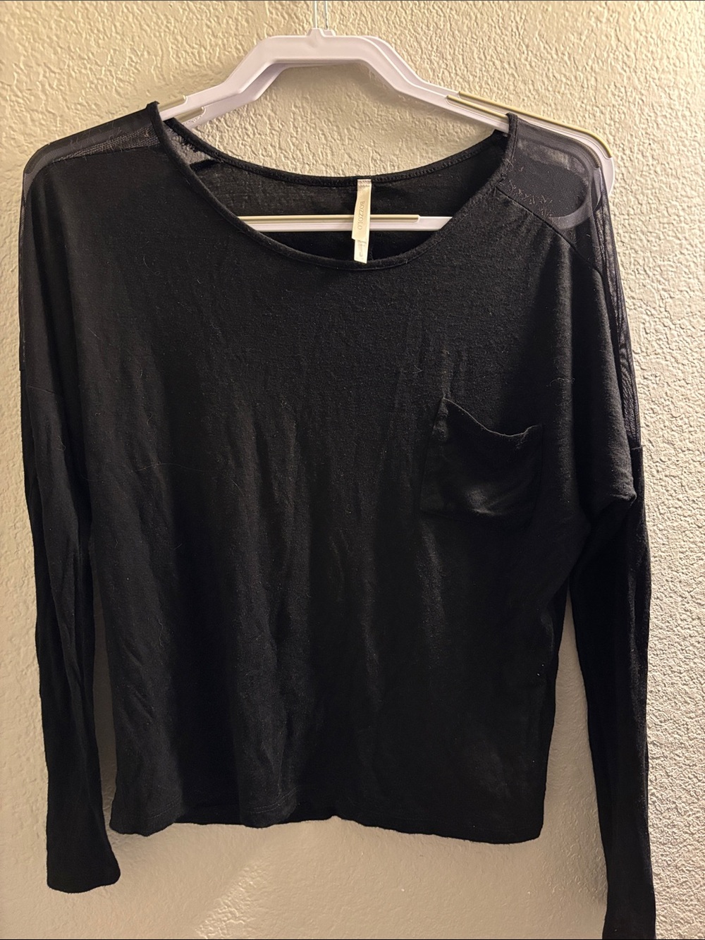 Bozzolo Black Long-Sleeve Pocket Tee